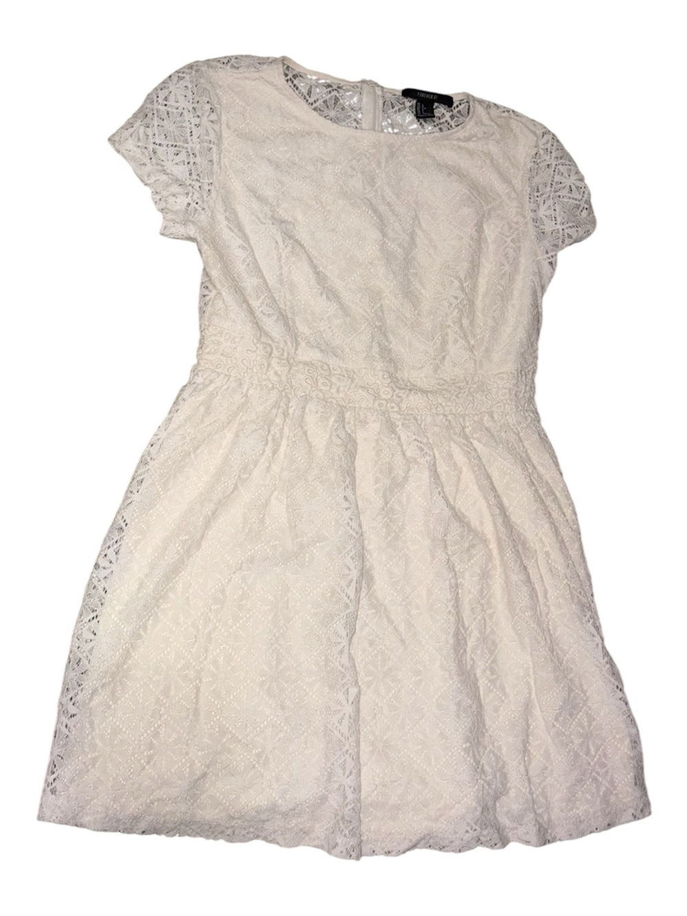 Forever 21 Girls White Lace Fit & Flare Dress